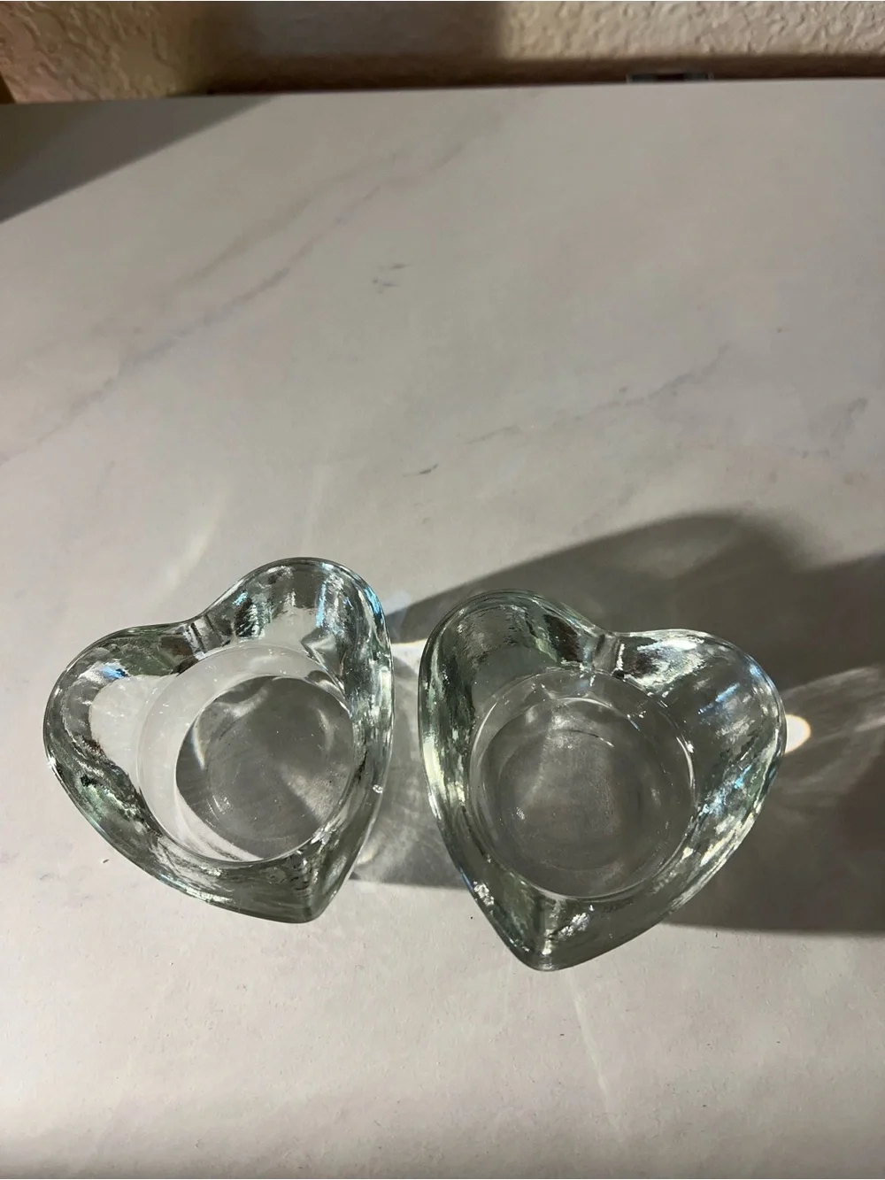 2 Heart-Shaped Glass Votive Candle Holders
